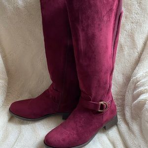 Red Suede Riding Boots